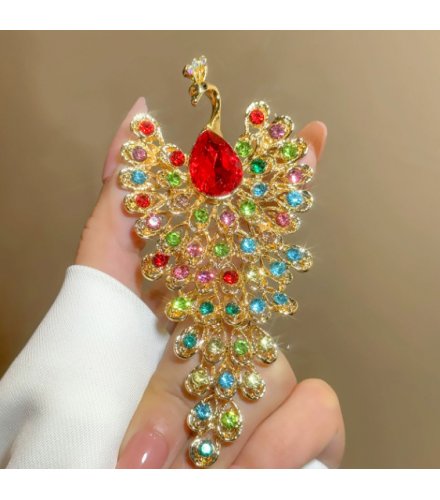 XSB177 - Elegant Peacock Gemstone Saree Brooch